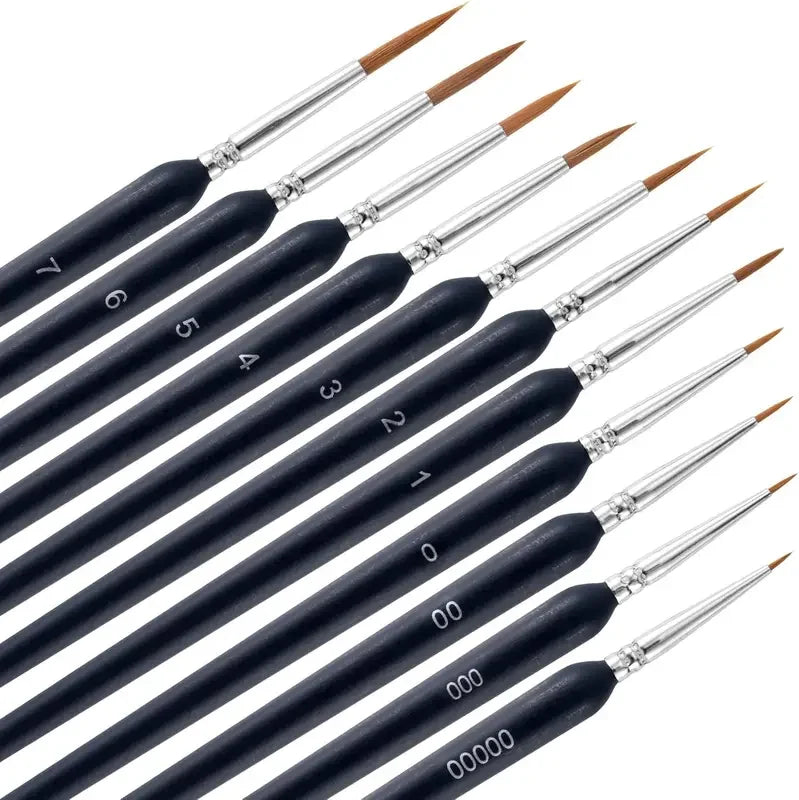 11pcs Premium Paint Brush Set With Natural Wood Triangle Rod For Watercolor Oil Craft Drawing