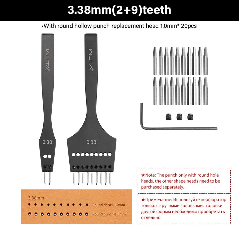 WUTA Leather Punch With Replaceable Pricking Iron Head Tool