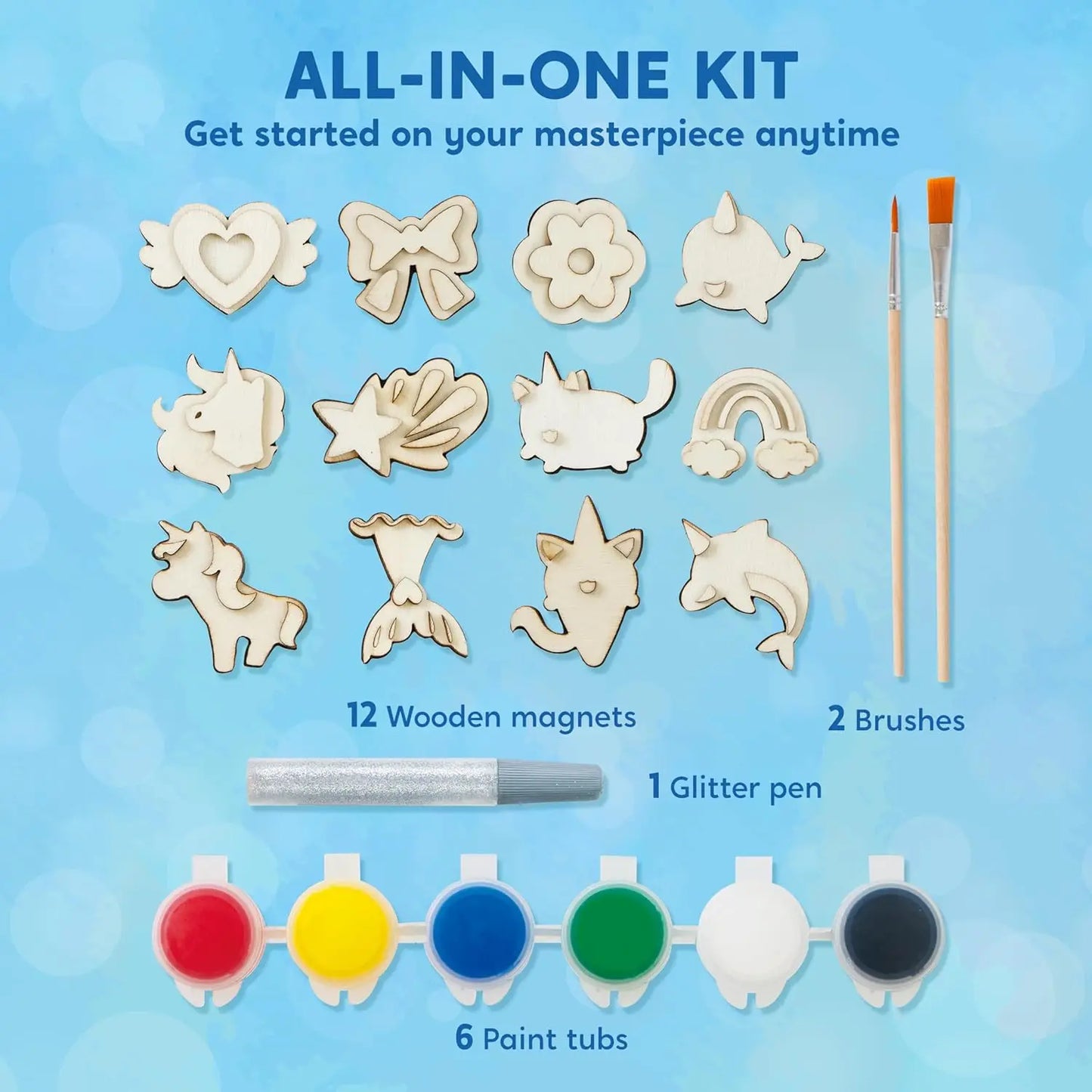 Joyfy Fantasy Wooden Magnets Unicorn Craft Set for Kids Art