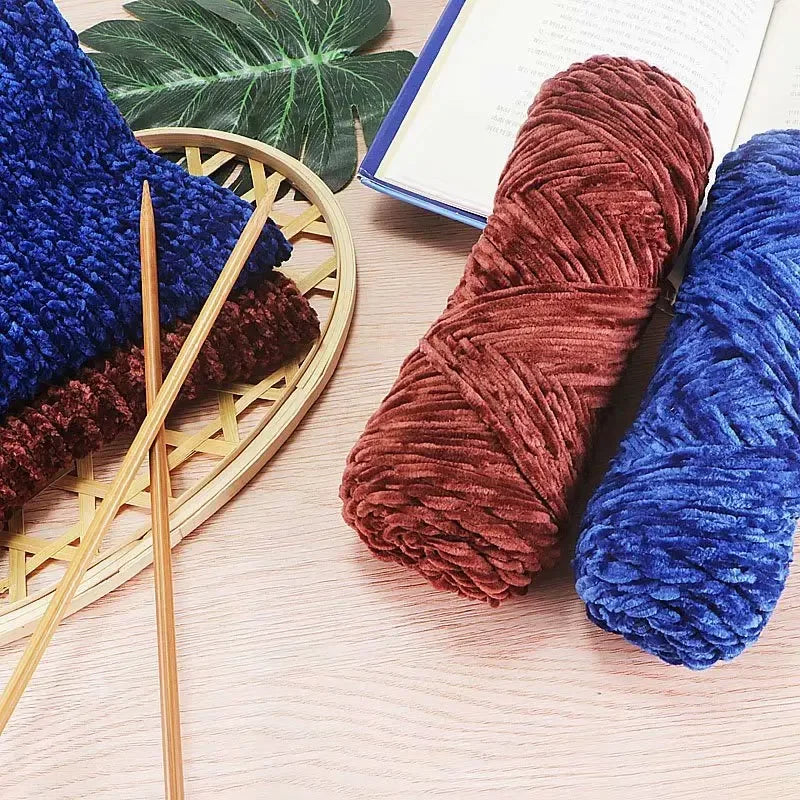 Chenille Velvet Yarn 100g Roll Soft Plush Polyester For Knitting Crochet DIY Crafts