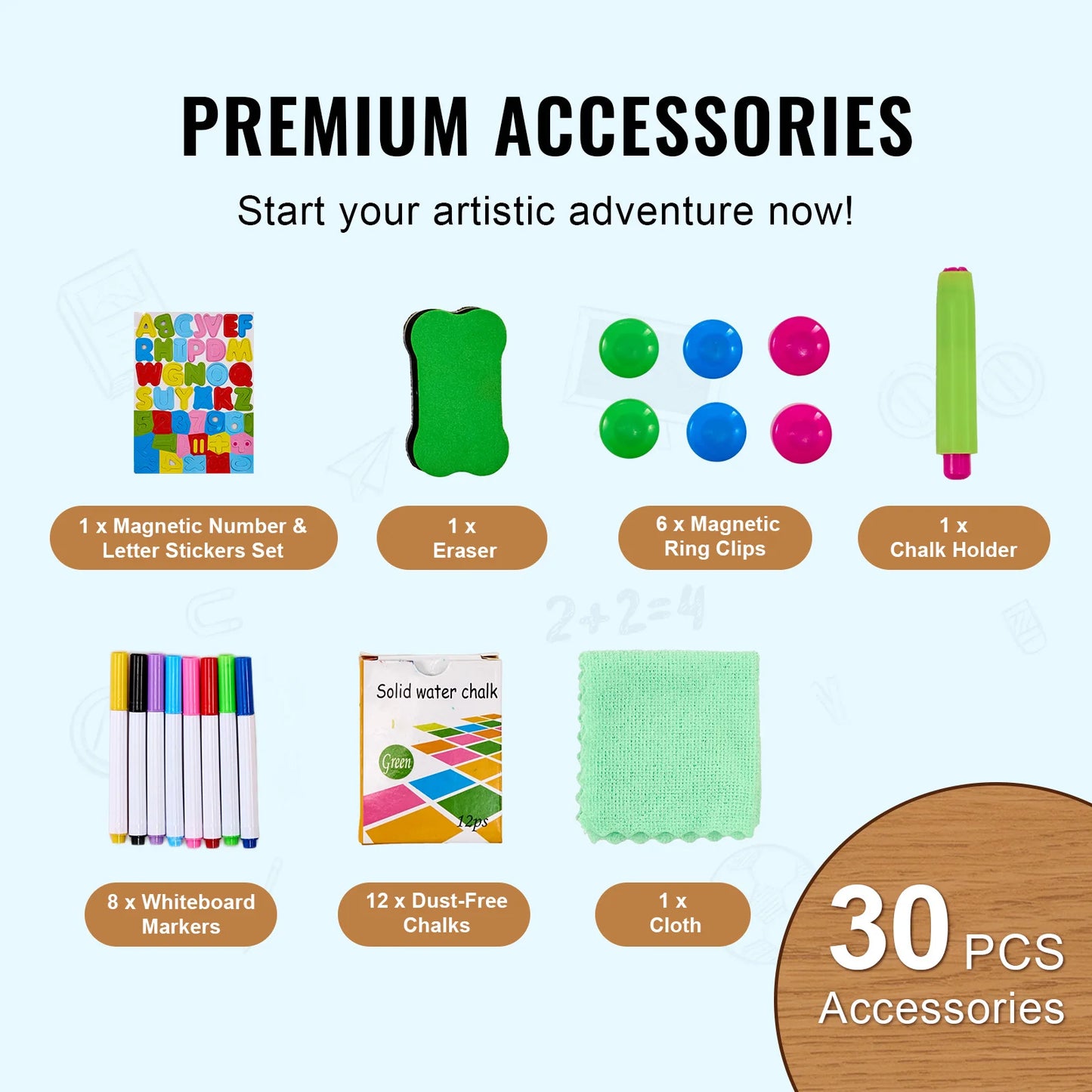 SucceBuy Standing Magnetic Drawing Board Easel For Kids With Accessories