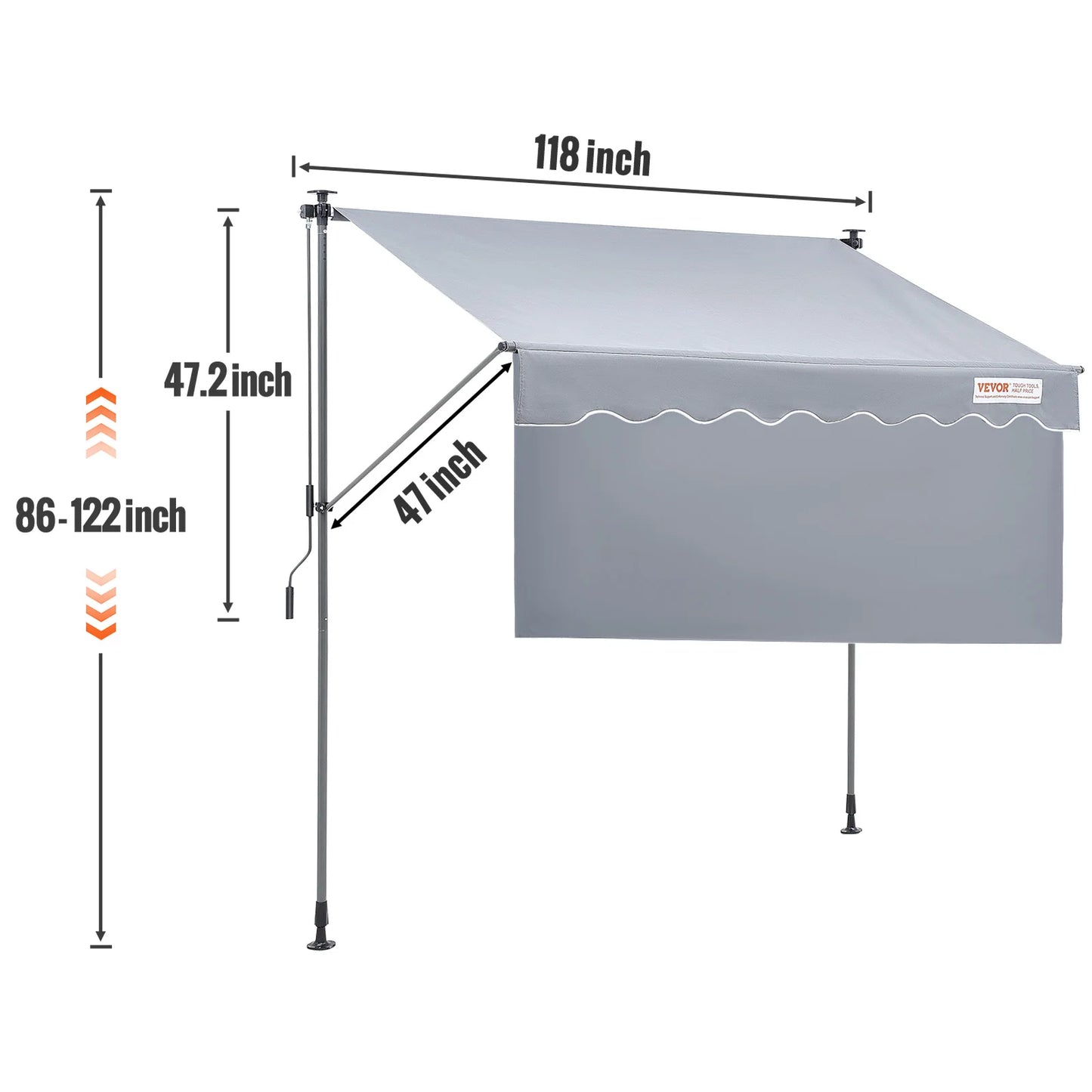 SucceBuy Manual Retractable Awning Outdoor Sun Shade for Patio Door