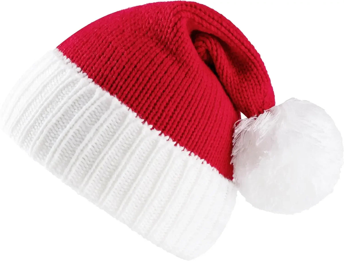 Knitted Santa Elf Hat With Pom Poms For Christmas Parties