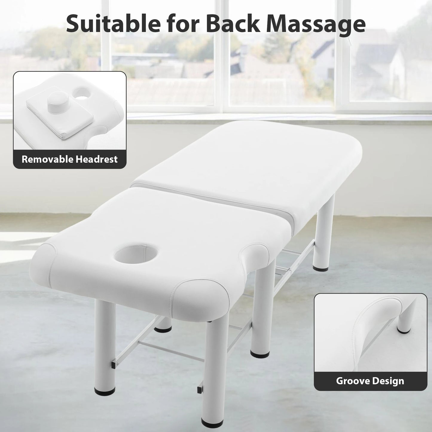Height Adjustable Portable Folding Upholstered Leather Massage Table