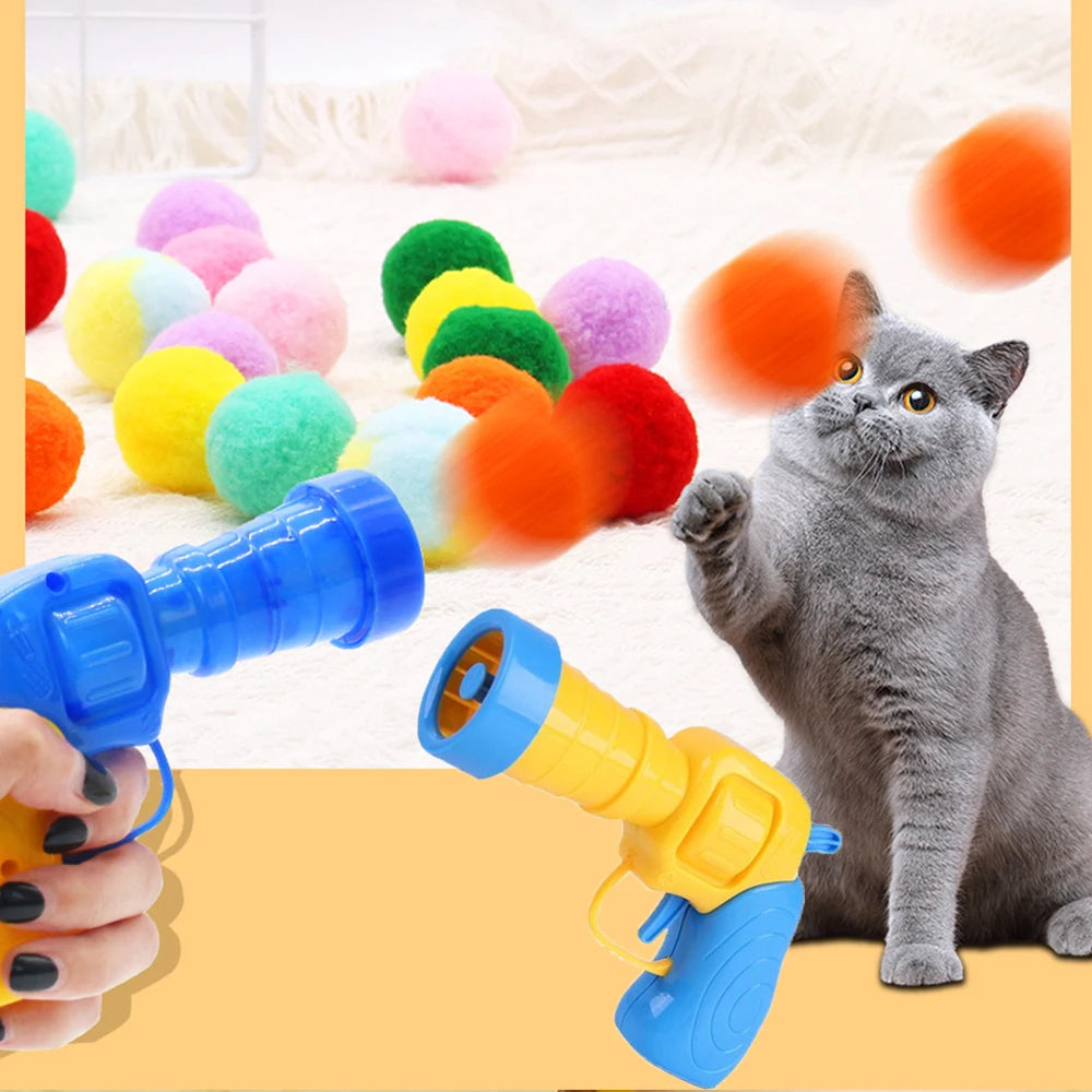 Cat Ball Launching Gun Toy for Pets Interactive Training