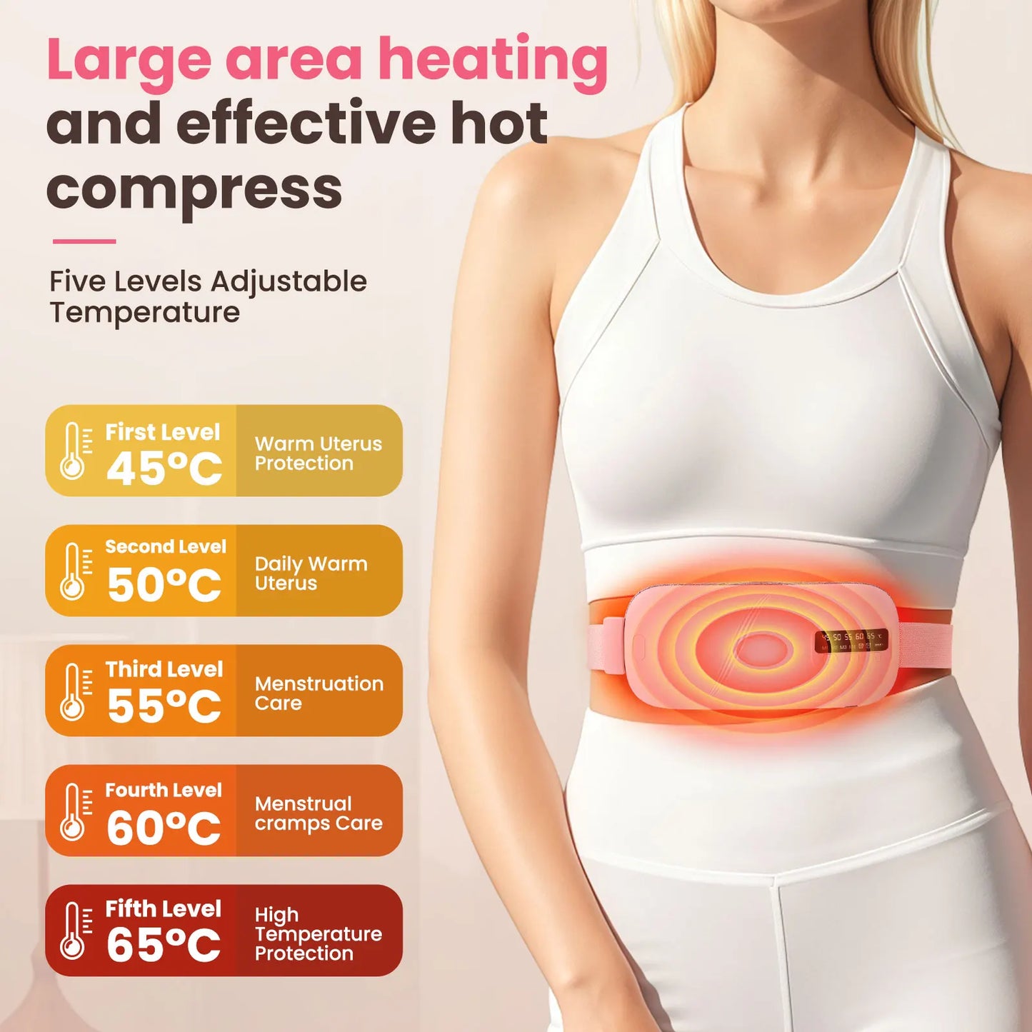 PASTSKY 5 Modes Electric Heating Vibration Waist Massage Belt - Menstrual Cramps Relief