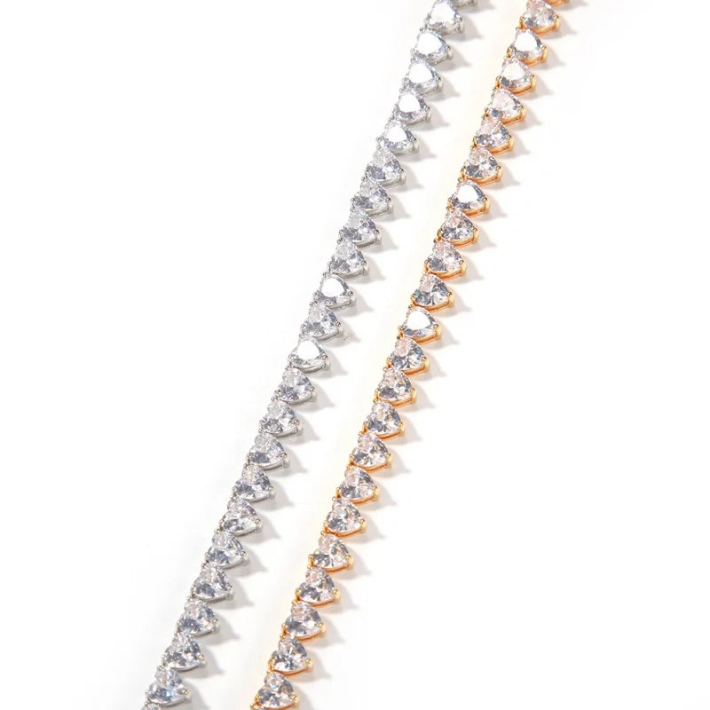 Fashion Copper Heart Zircon Cuba Chain Necklace for Women Gift
