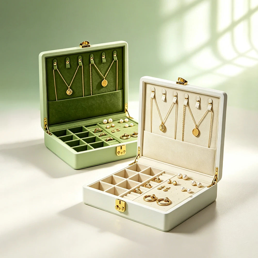 Oirlv Velvet Jewelry Organizer Box With Lock And Removable Dividers