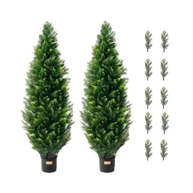 SucceBuy Artificial Cedar Topiary Tree For Indoor Outdoor Decor