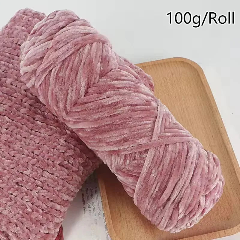 Chenille Velvet Yarn 100g Roll Soft Plush Polyester For Knitting Crochet DIY Crafts