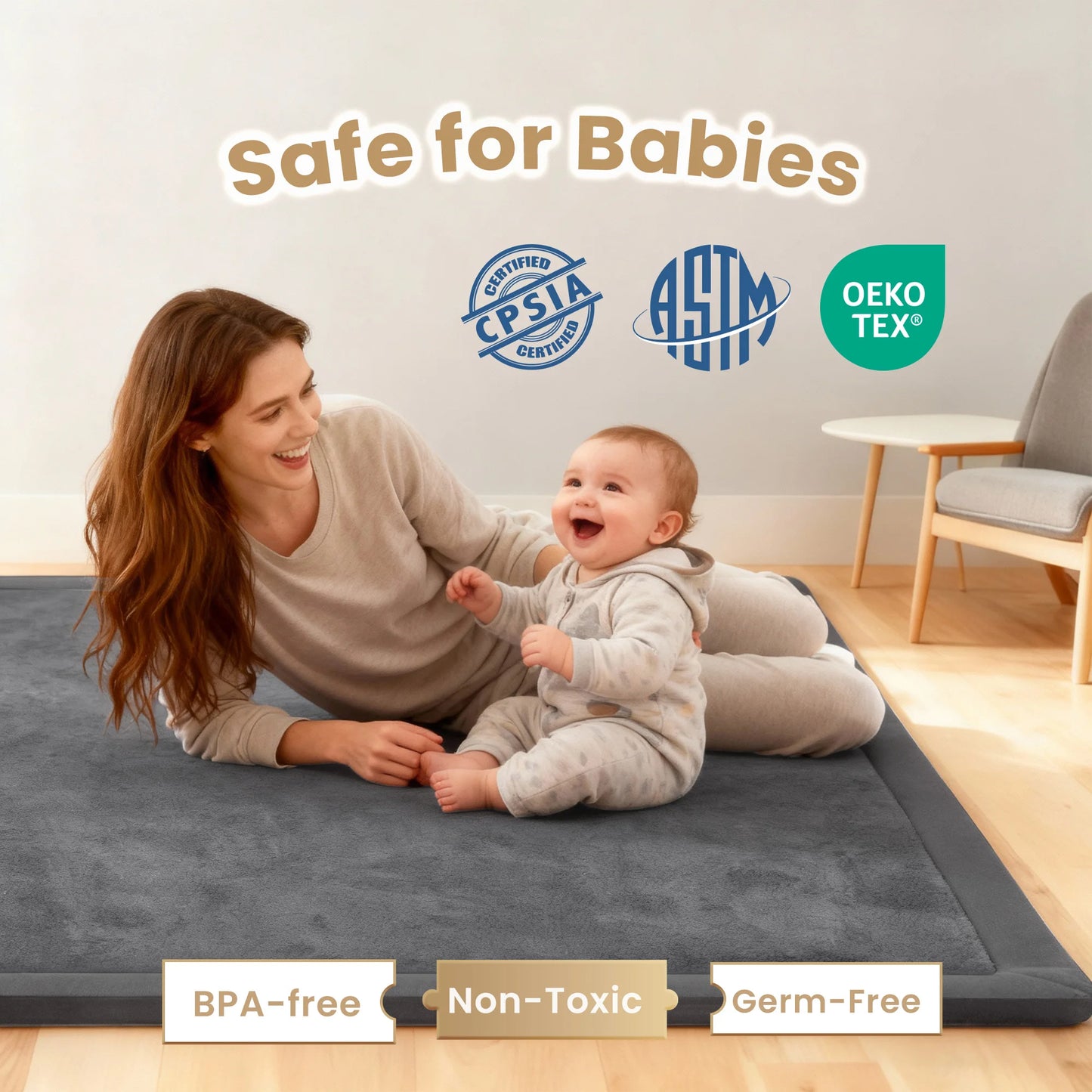 Huloo Sleep Thick Non Slip Baby Play Mat Memory Foam