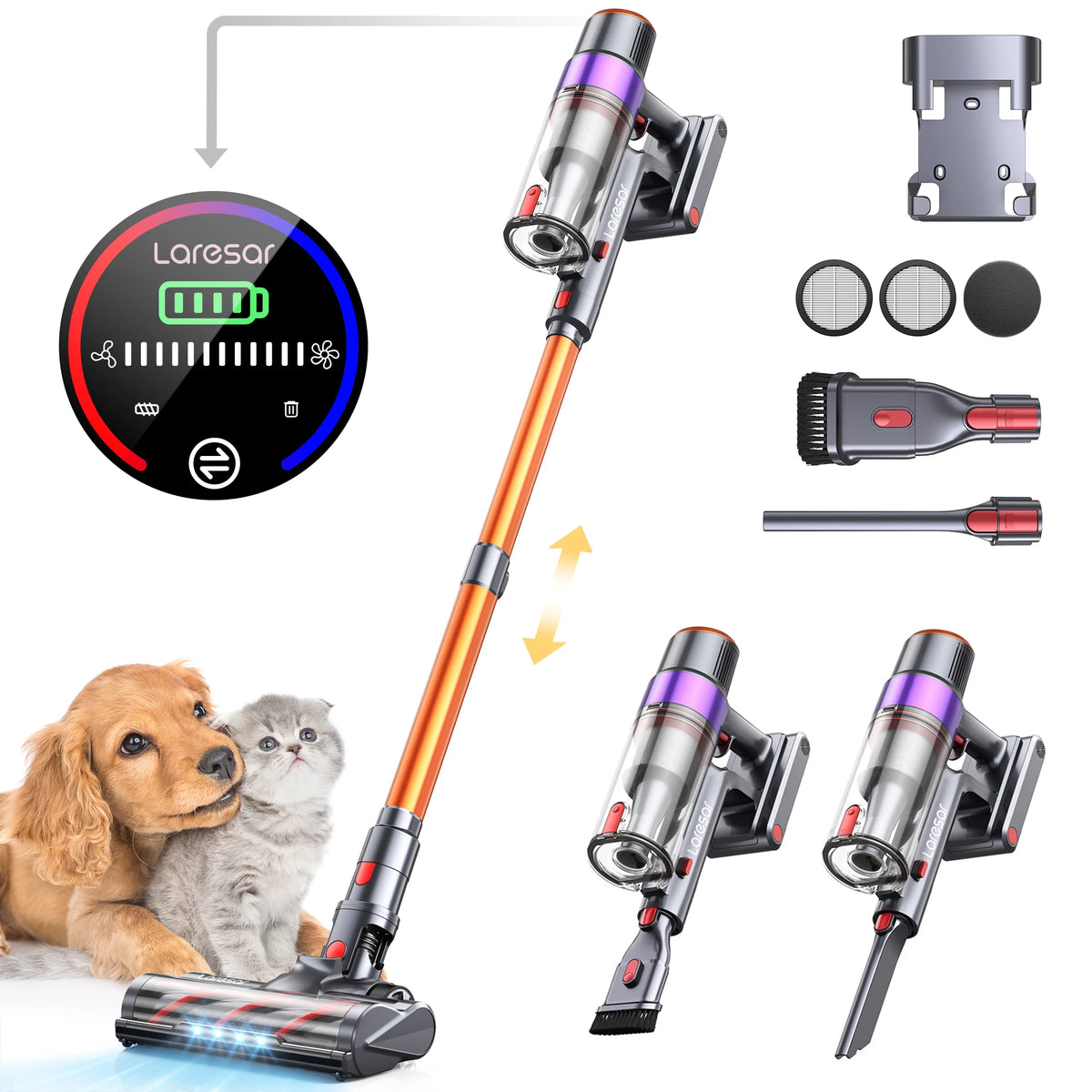 Laresar Elite 8 Cordless Vacuum With Touch Screen And Detachable Battery