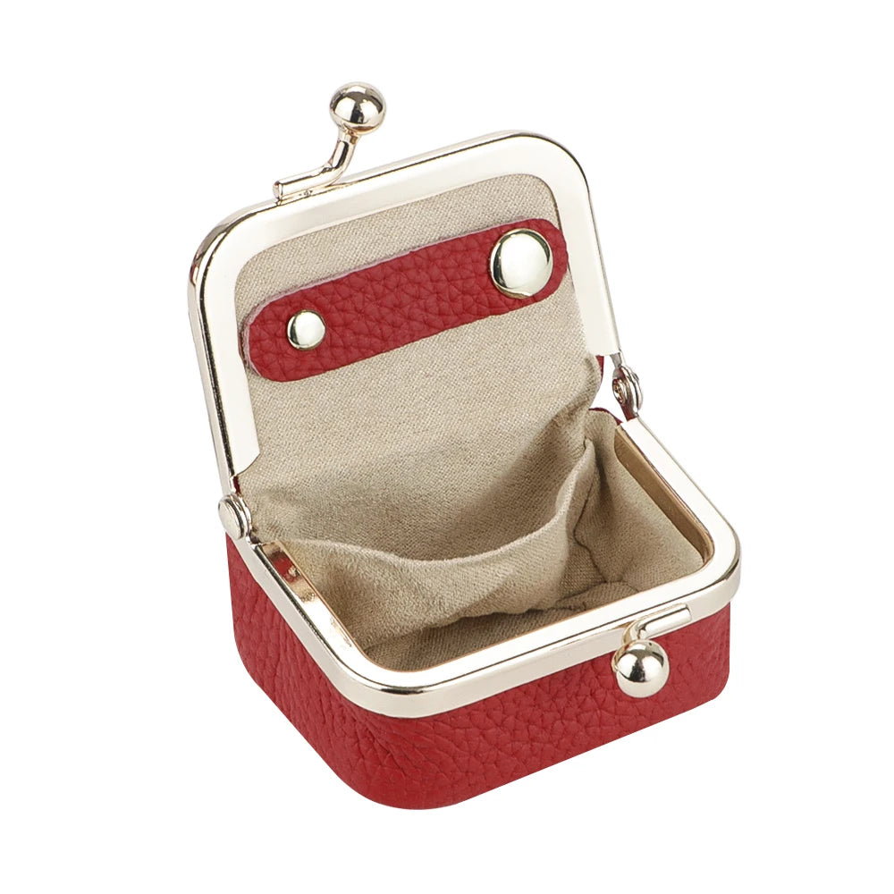 Royal Bagger Genuine Cow Leather Mini Coin Purse Kiss Lock