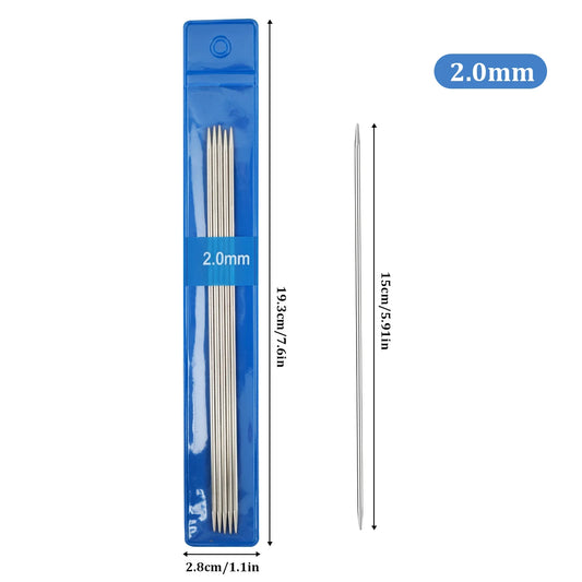 5PCS 15CM Stainless Steel Knitting Needles Set Double Pointed Straight Knitting Needles For Knitting Sweater Scarf Tools 1.5-5mm
