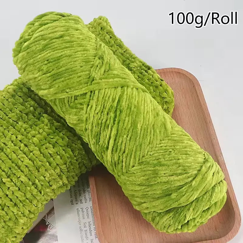 Chenille Velvet Yarn 100g Roll Soft Plush Polyester For Knitting Crochet DIY Crafts