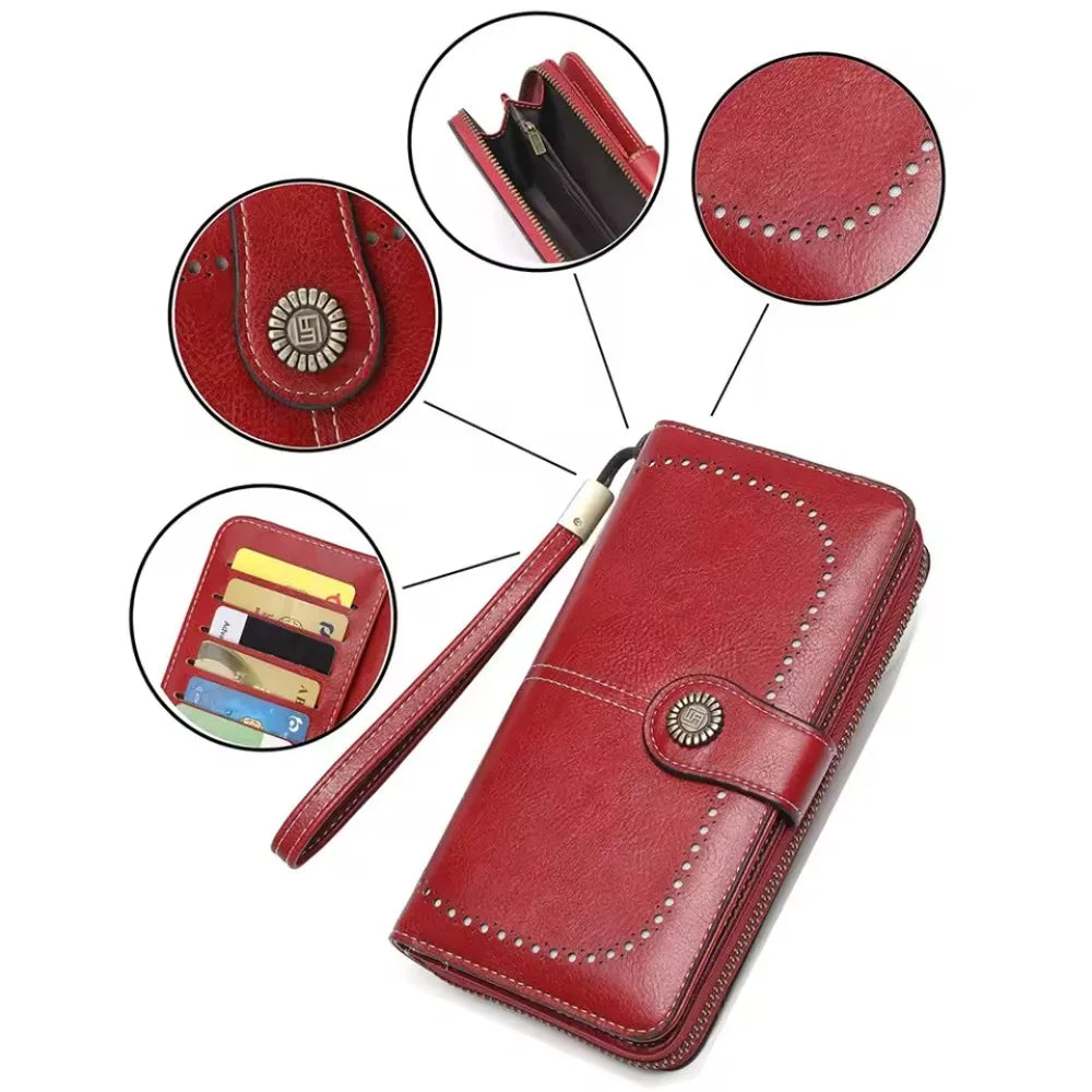 Anti Theft PU Wallet For Women Zipper Card Holder Purse