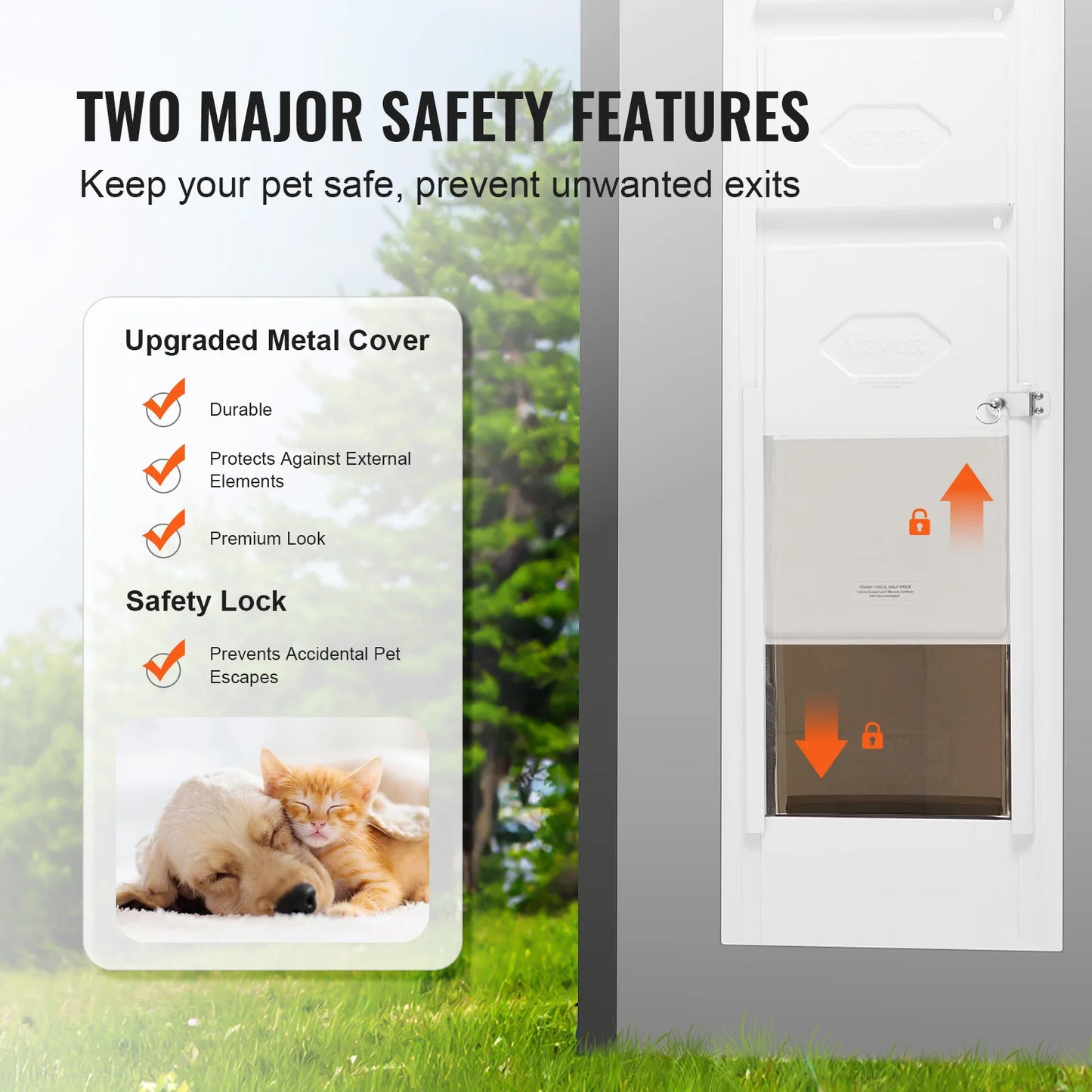 Sliding Glass Dog Door With Aluminum Frame And Tempered Glass