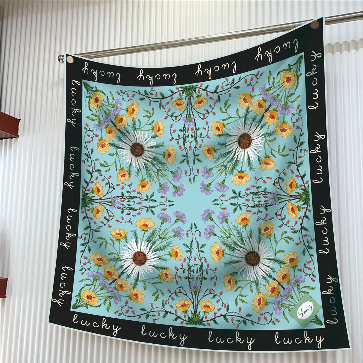 Elegant Silk Floral Square Scarf for Women Hijab Shawl Accessory