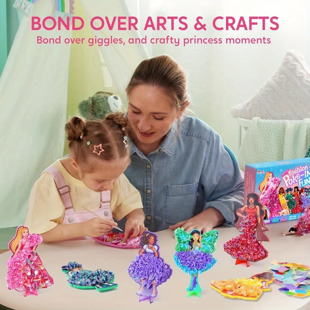Joyfy Kids Poke-in Art Magical Princesses DIY Wood Craft Kits Creative Activity Toys for Girls Boys Ages 4-9 Birthday Gifts
