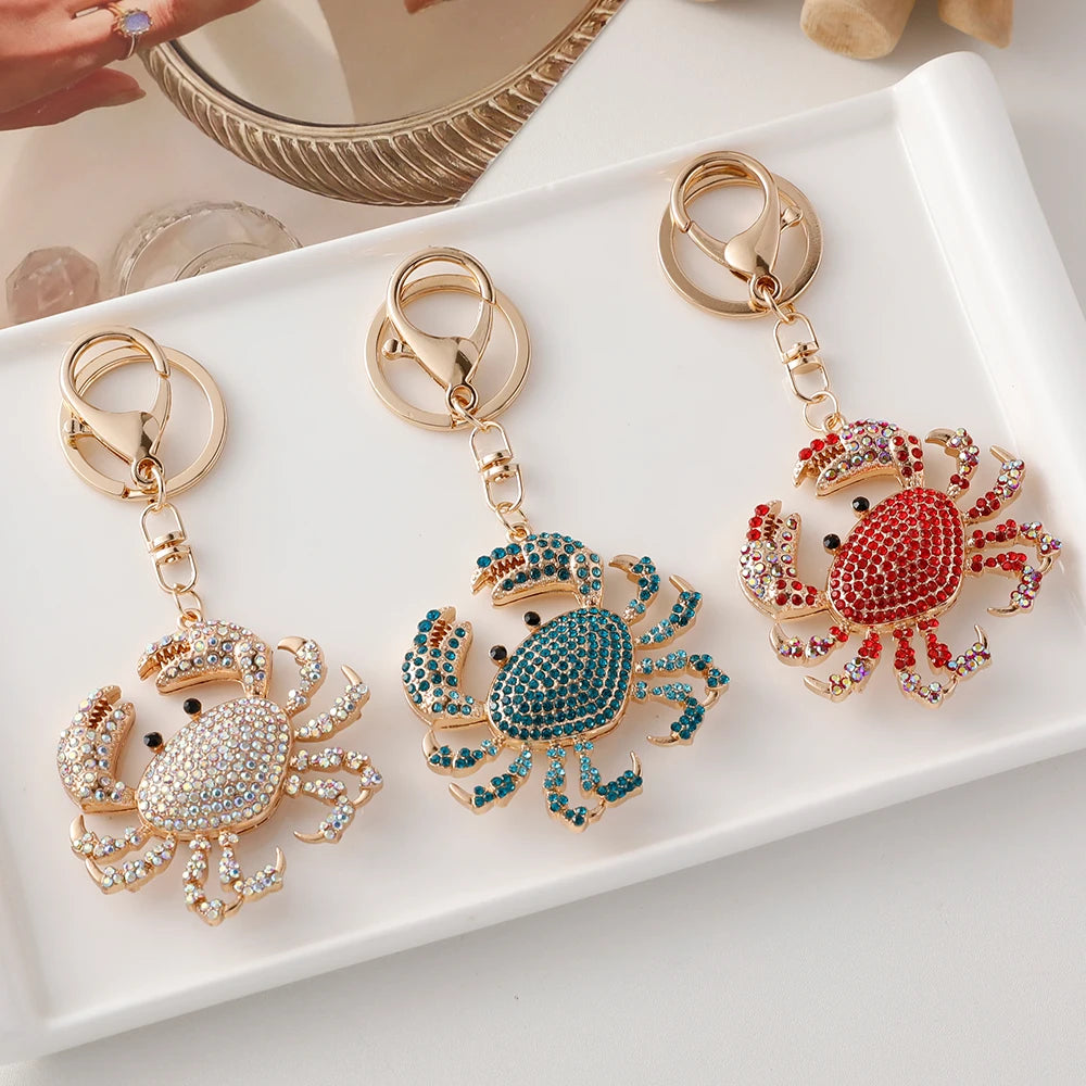 Shiny Crystal Crab Keychain Hawaii Beach Vacation Souvenir Gift