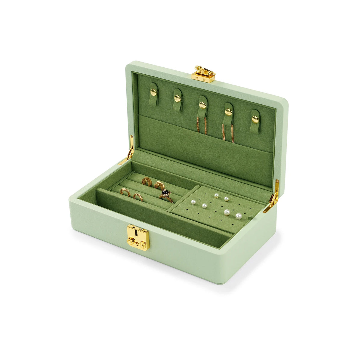 Oirlv Velvet Jewelry Organizer Box With Lock And Removable Dividers