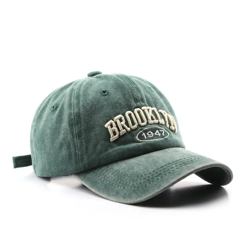 Retro Brooklyn Letter Embroidery Baseball Cap Unisex Cotton Adjustable Hat