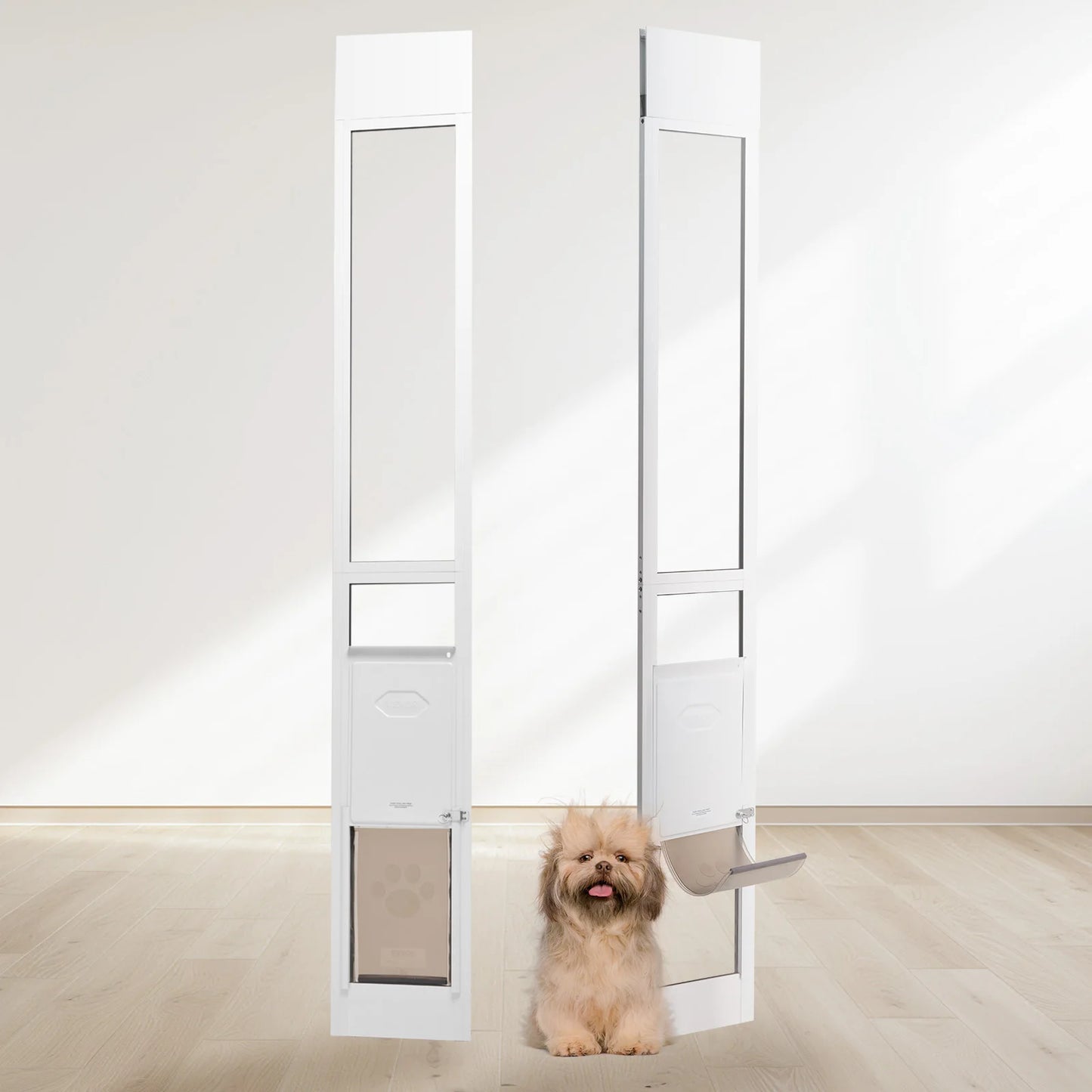 Sliding Glass Dog Door With Aluminum Frame And Tempered Glass