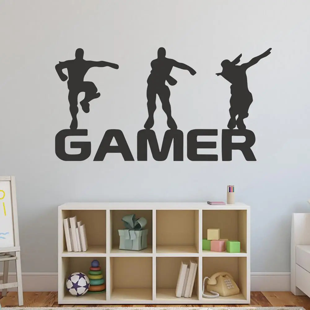 Wall Sticker Ornamental Creative Eco-friendly Letter Gamer Design Self-adhesive Wall Decal for Gift