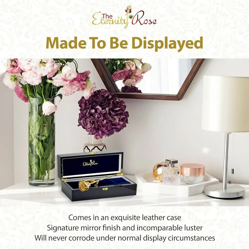 Real 24K Gold Dipped Rose, Wedding & Valentine's Day Gift, Romantic Gold Rose in Black Case, Eternity Flower Gift for Her.
