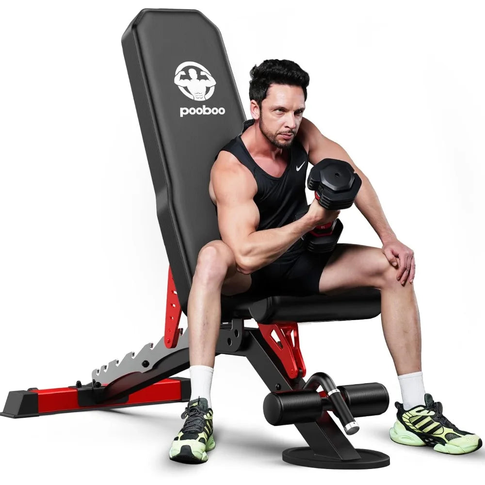 Pooboo Heavy Duty Adjustable Weight Bench For Home Gym Strength Training