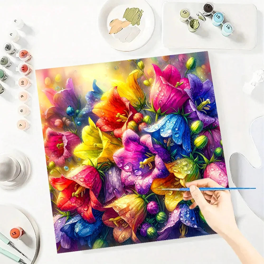Flower Paint By Number Kit For Adults Hand Painted On Canvas Valentines Gift