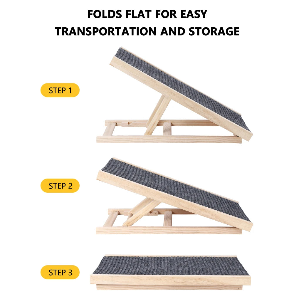 HiMISSDog Wooden Adjustable Folding Dog Ramp