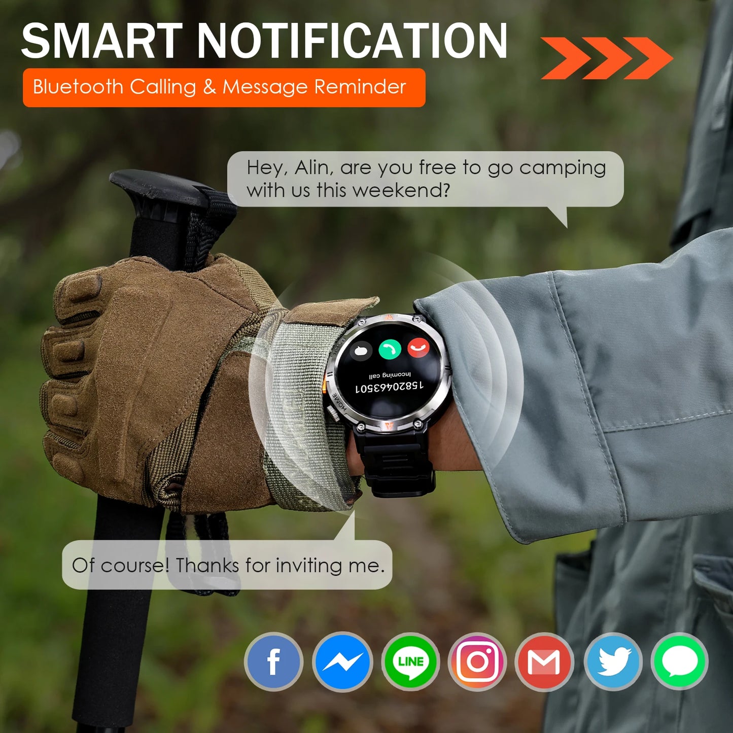 EIGIIS KE3 Smartwatch for Men Bluetooth Health Monitor