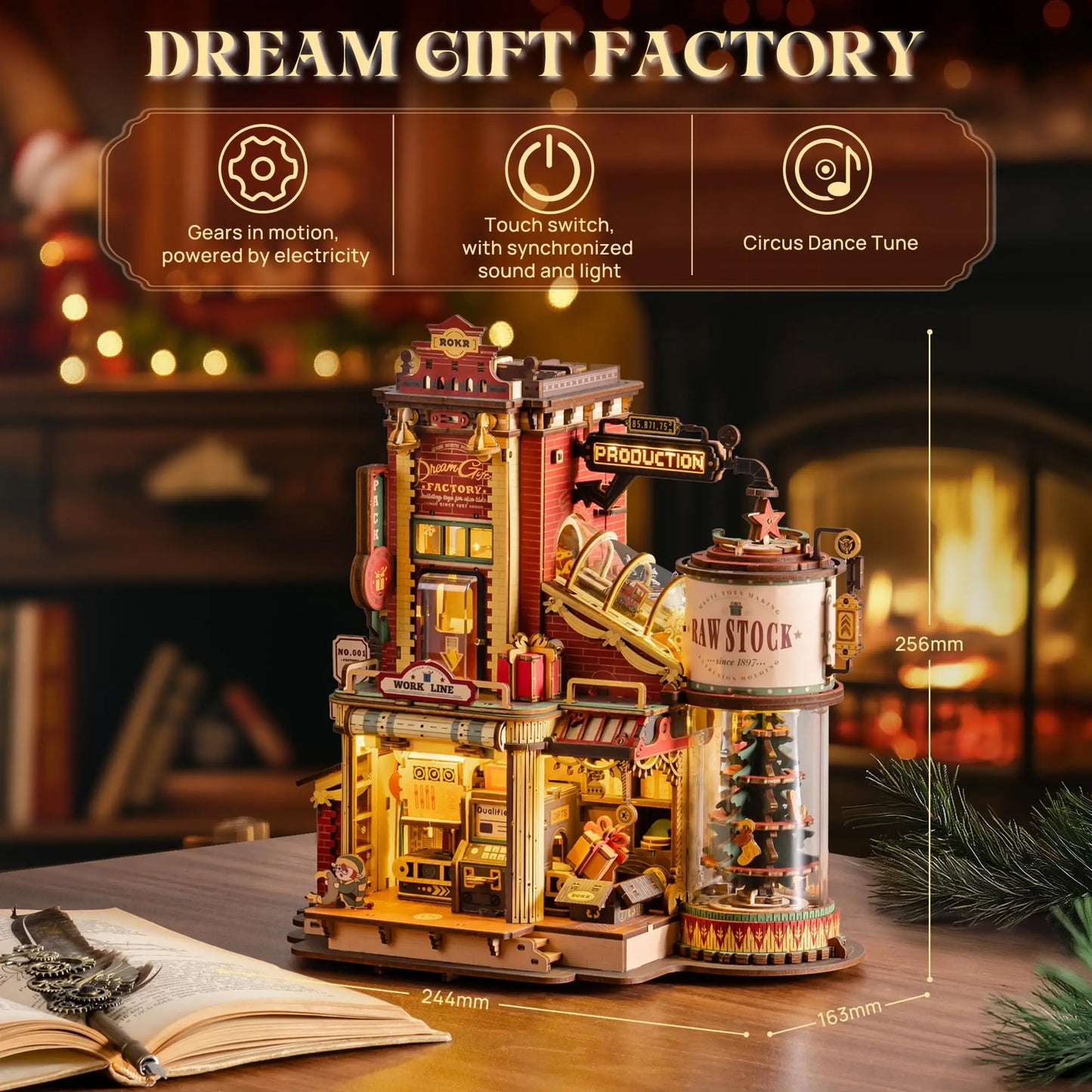 Robotime Dream Gift Factory 3D Wooden Puzzle Home Decor Light