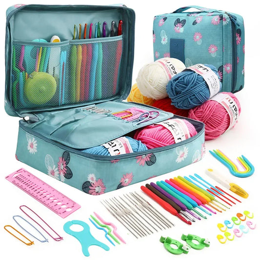 59 Piece Crochet Kit Portable Starter Set With Storage Bag For Beginners Includes Yarn