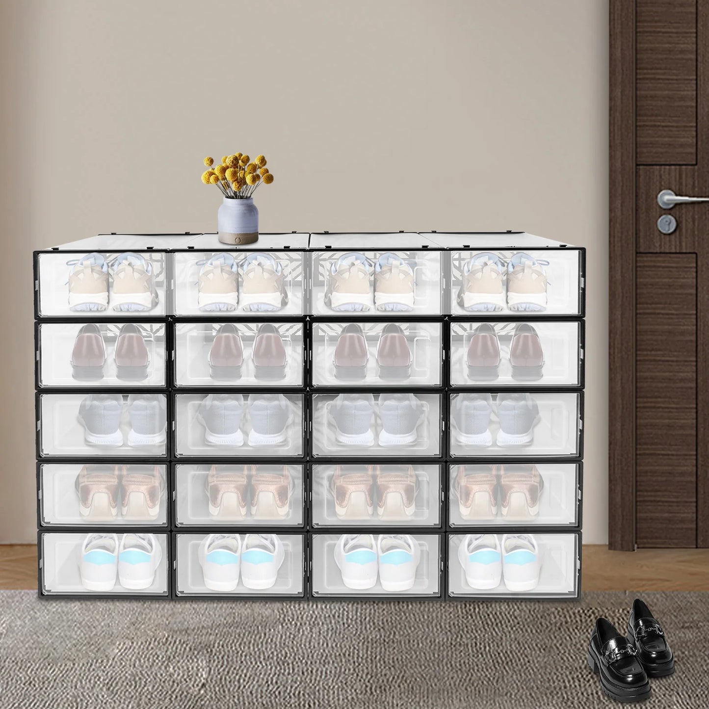 20 Pcs Transparent PP Shoe Storage Box Organizer