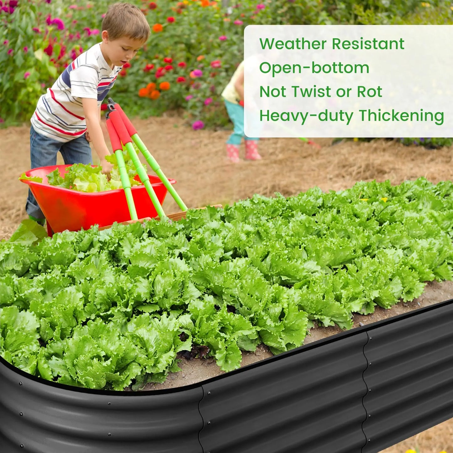 HiMISS 2 Pack Oval Raised Garden Bed Galvanized Metal Planter Box