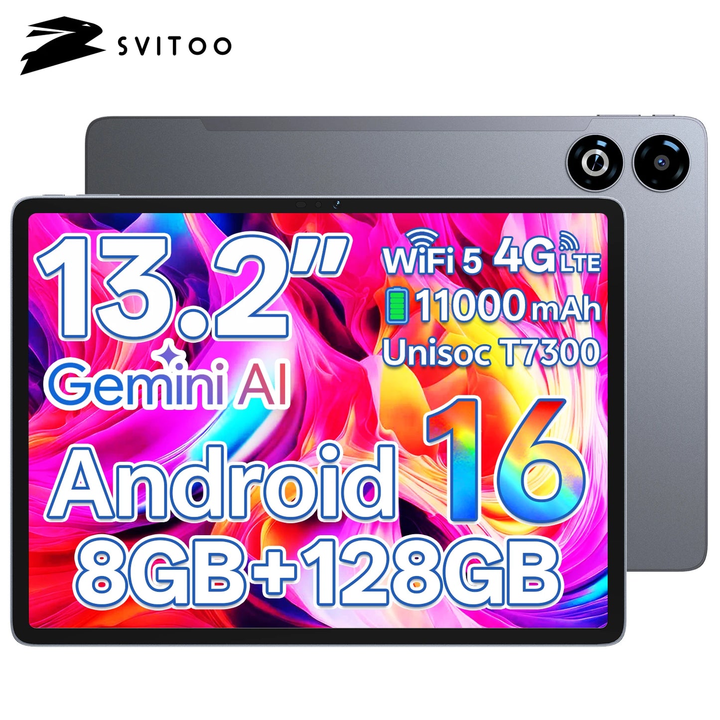 SVITOO Android Tablet 2K Display Unisoc T7300 8GB RAM 128GB LTE