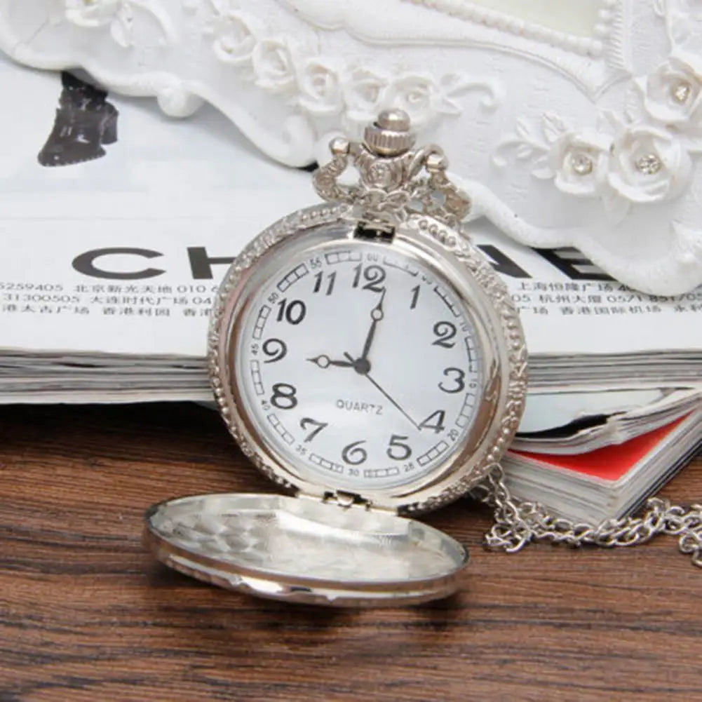 Timeless Antique Steam Train Design Pocket Watch - Vintage Quartz Pendant With Chain Necklace