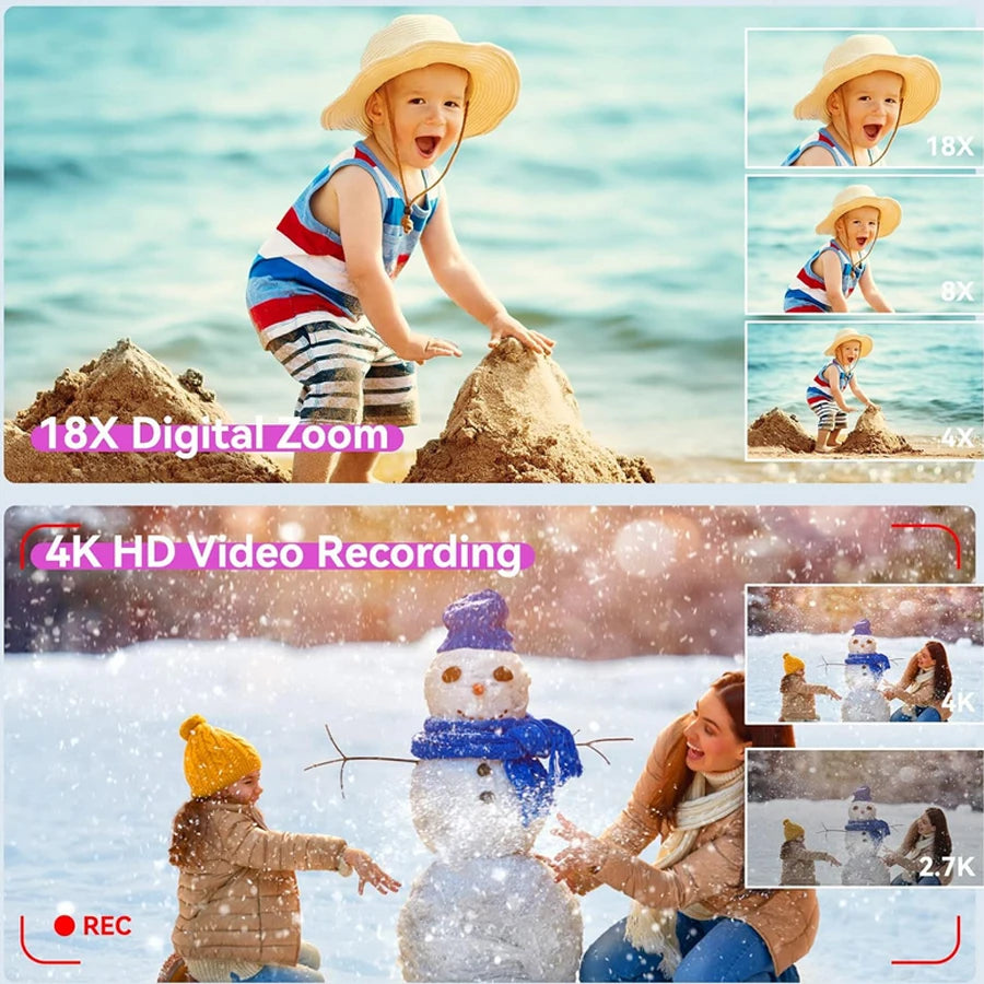 48MP 4K Digital Camera With Dual Cameras And 18x Zoom