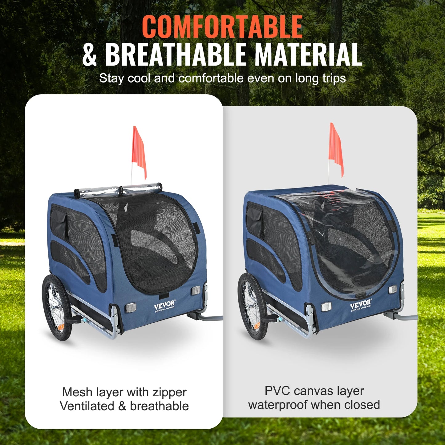 Pet Bicycle Trailer Carrier For Dogs With Coupler And Reflectors
