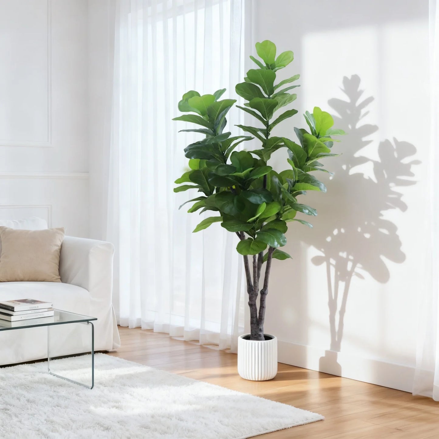 HiMISS Artificial Fiddle Leaf Fig Tree In Pot Home Decor
