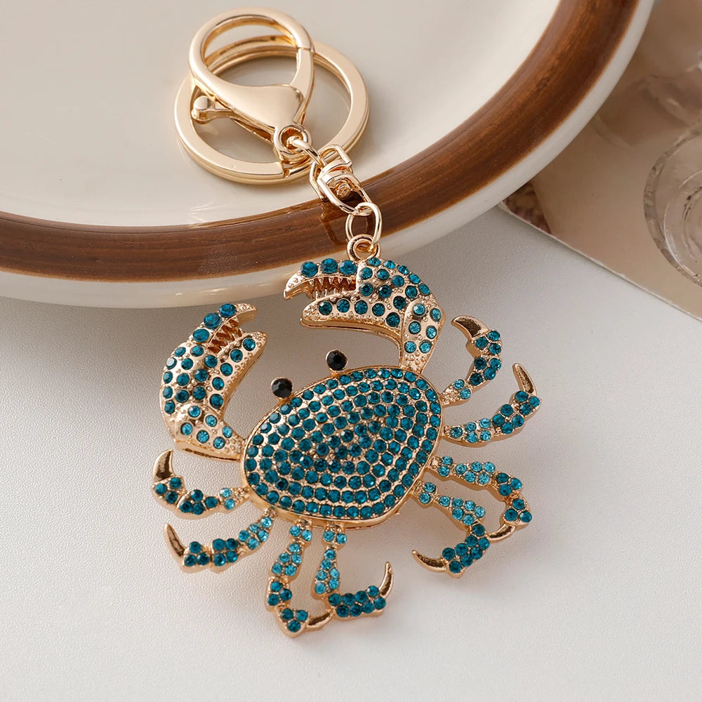 Shiny Crystal Crab Keychain Hawaii Beach Vacation Souvenir Gift