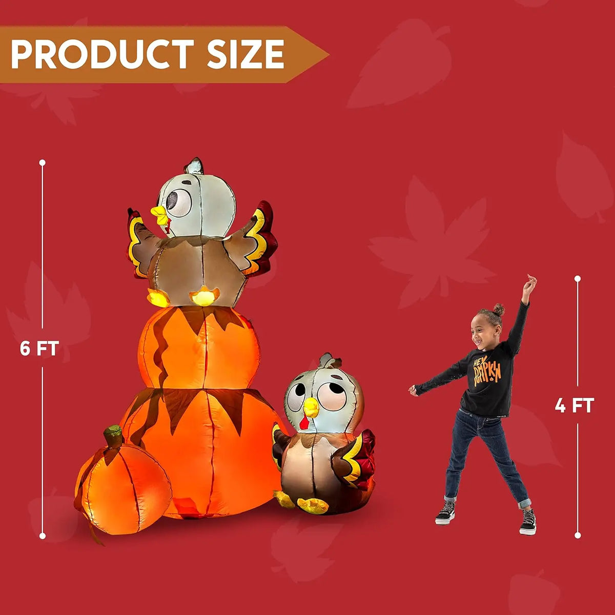Joyfy Thanksgiving Pumpkin Turkey Inflatable With LED Outdoor Decoration