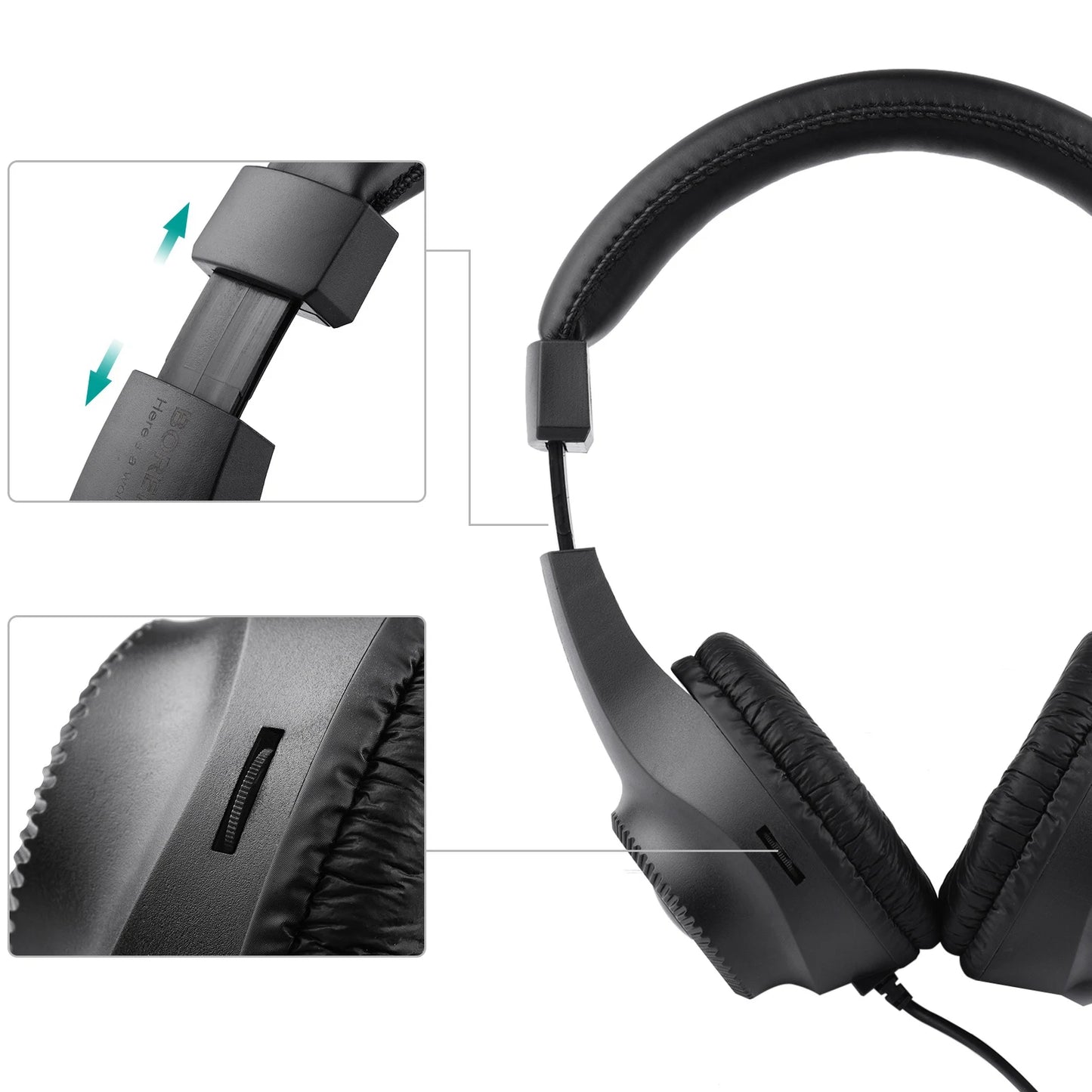 Docooler Wired Headset Self Adjusting Headband 6.5mm Jack Monitoring