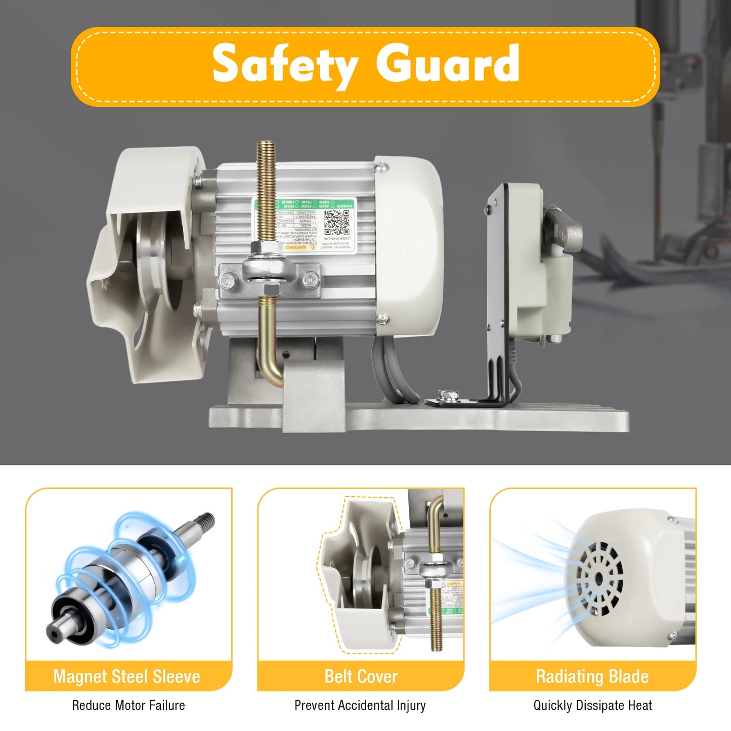 Brushless Sewing Machine Servo Motor 4500rpm 110V 600W