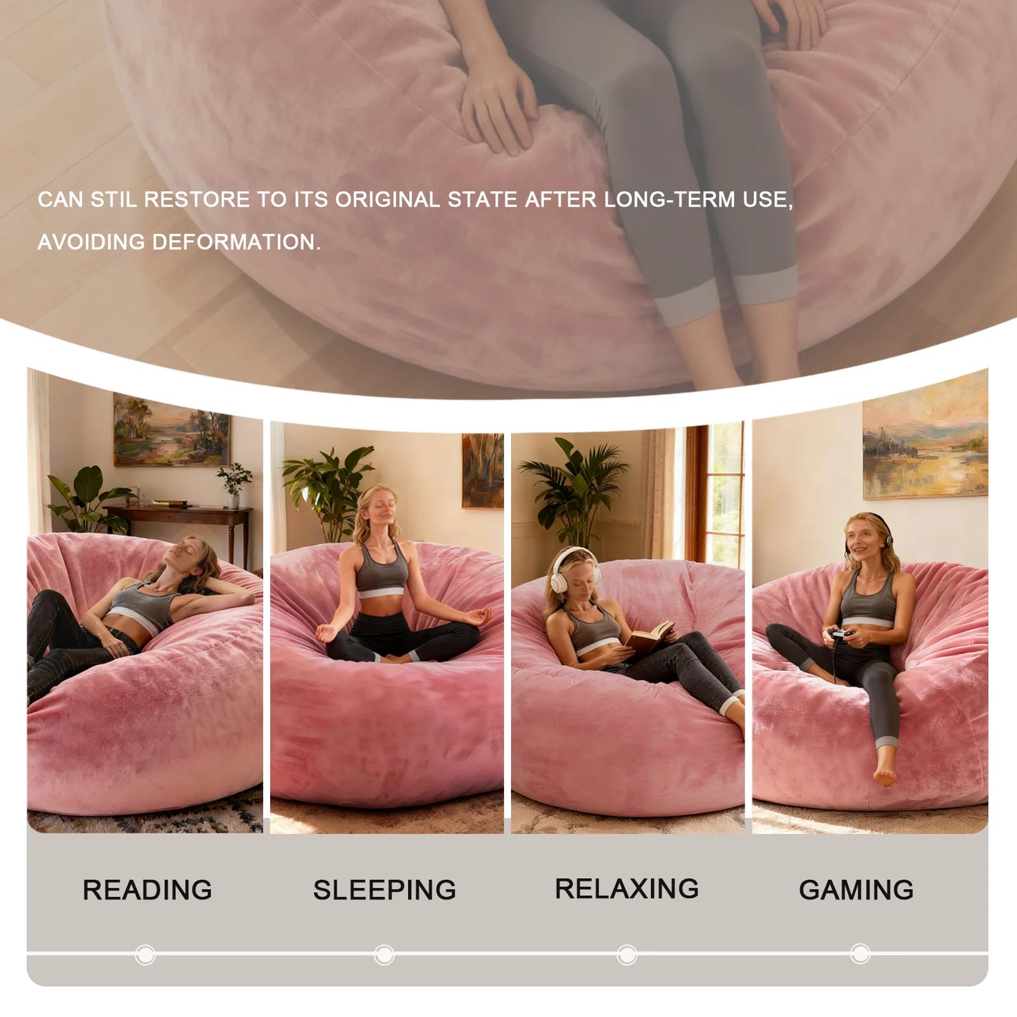 Bean Bag Chair Plush Velvet Sofa For Adults And Guests