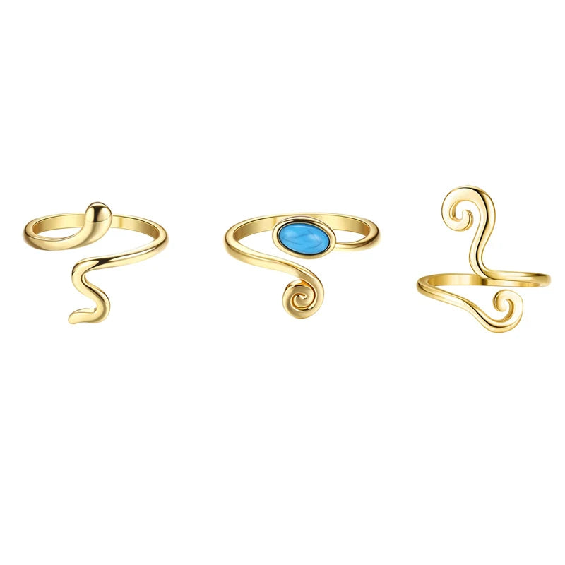 Three Piece Adjustable Toe Rings for Women Open Geometric Jewelry