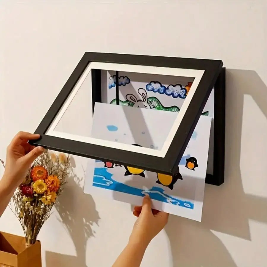 Magnetic Front Opening Art Display Frame For Kids Wall Decor