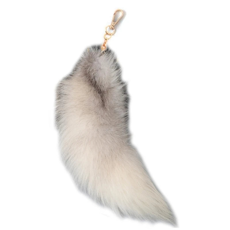 Furry Fox Tail Keychain Plush Keyring For Bags And Keys